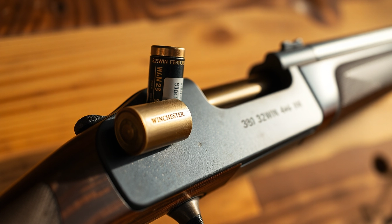 Detailed shot of a 32WIN cartridge in a classic rifle, highlighting its design and historical significance for firearm enthusiasts.