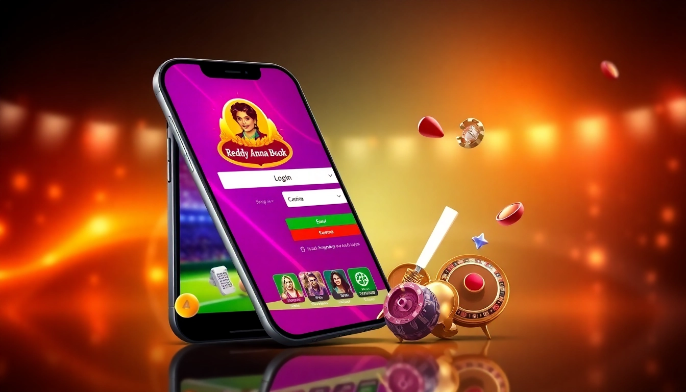 Reddy Anna Book ID login screen on mobile device with sports and casino icons, highlighting seamless online betting access.
