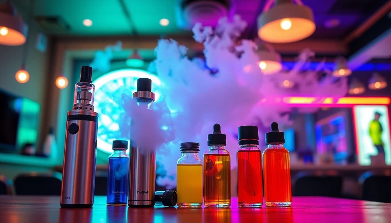 Puffnet branded vape devices and accessories showcased in a modern vaping shop setting