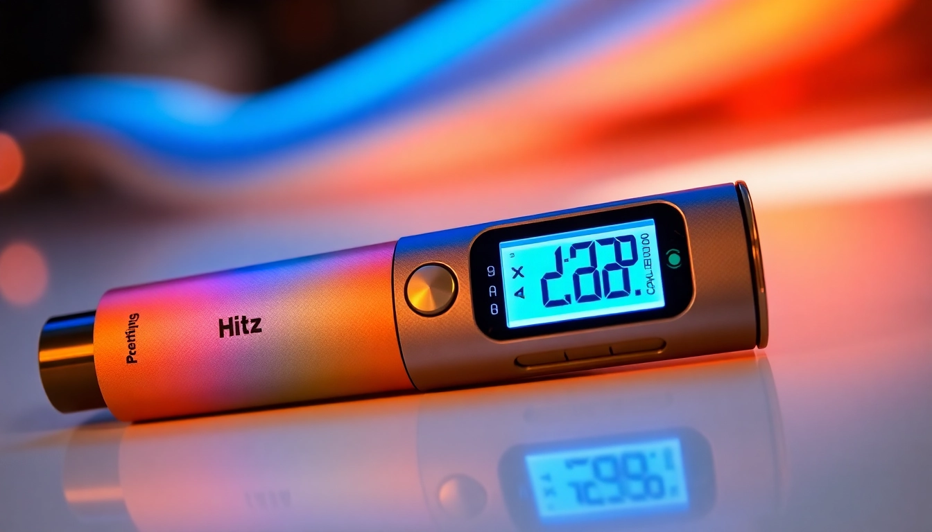Vivid image of hitz california disposable vape showing LCD screen and premium design for smooth