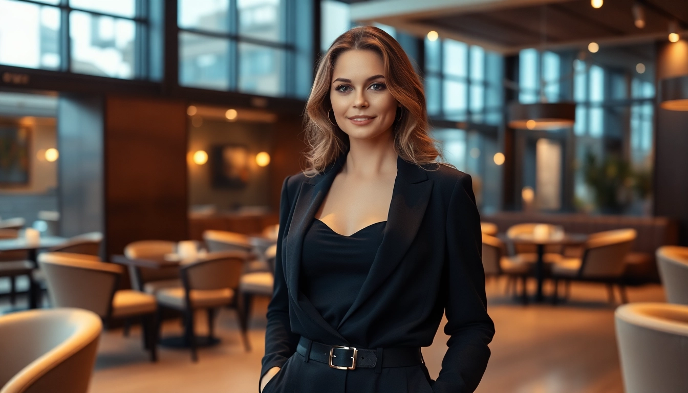 Professional profile displayed with confident woman in elegant setting for trusted services