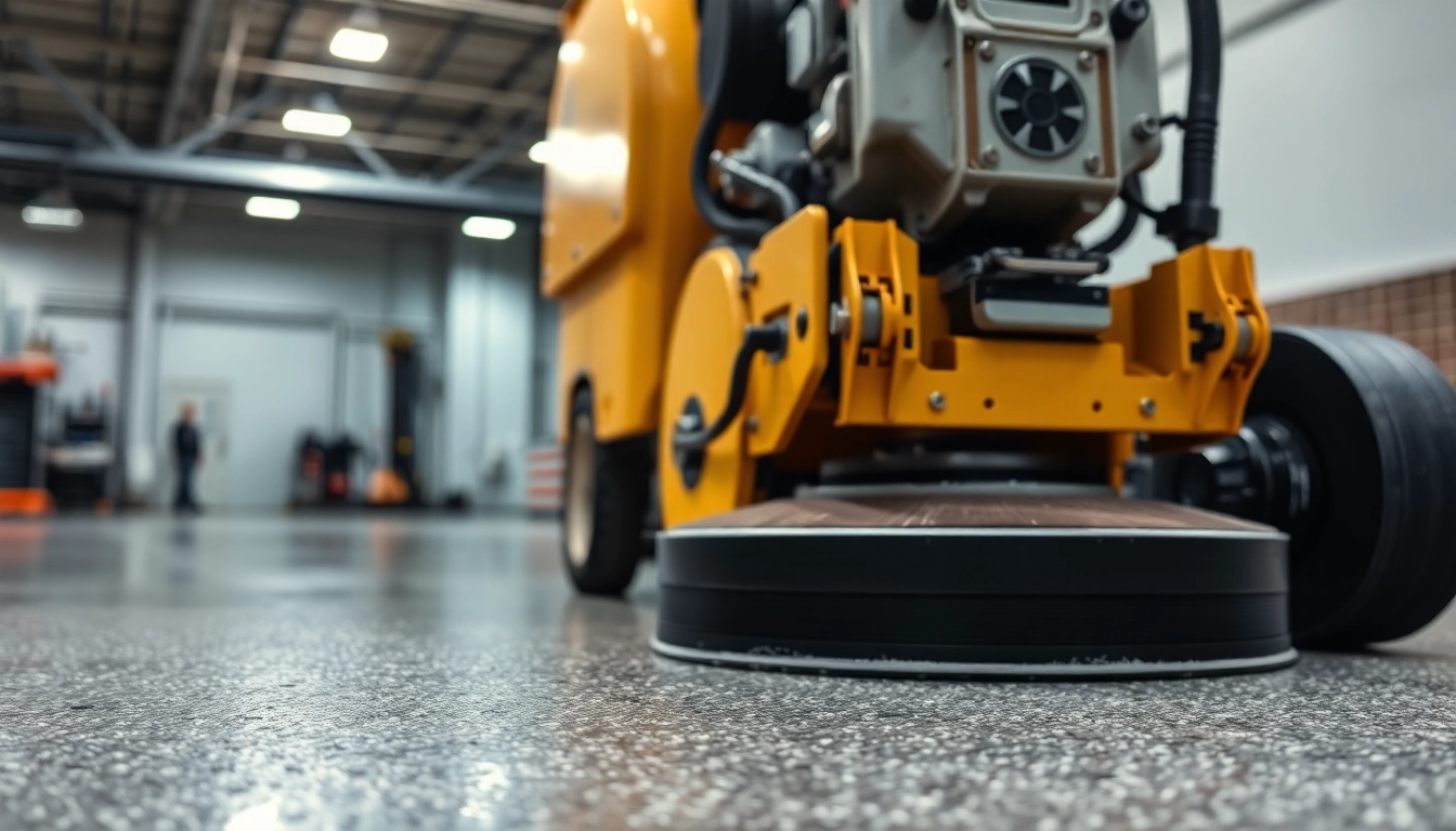 Concrete grinding Birmingham services showcasing a skilled technician using advanced equipment
