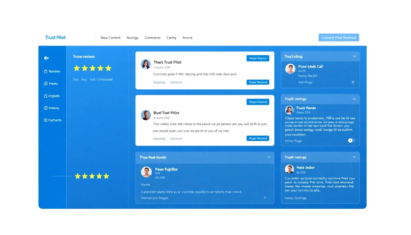 Detailed visual of Trust Pilot reviews with star ratings and customer feedback for trustworthy